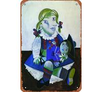 Portrait De Maya à La Poupée - Maya with Her Doll Metal Tin Signs Room Stuff Wall Decor Sign 8x12 Inch