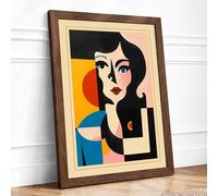 Portrait in Fragments Art Deco Framed Wall Art Print A4 (29.7×21cm) Walnut, Wall Decor for Living Room, Bedroom, Office & Home, Ready to Hang, Art Gift