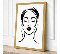 Portrait in Lines Minimalist Canvas Wall Art Print 24x16 Inch