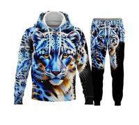 Portrait Leopard 3D Printed Hoodie and Joggers Women/Men 2 Piece Set Autumn Winter Pullover Tracksuit Set