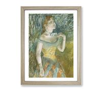 Portrait Of A Ballet Ballerina Dancer By Edgar Degas Classic Painting Framed Wall Art Print, Ready to Hang Picture for Living Room Bedroom Home Office Décor, Oak A3 (34 x 46 cm)