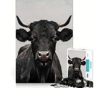 Portrait of A Black Bull 1000 Piece Jigsaw Puzzles for Adults Jigsaw Mind Puzzle Mind Calm Art Assembly Unique Gift (38x26cm)