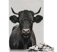 Portrait of A Black Bull Puzzle for Adults 500 Pieces Puzzles Wooden Puzzles Learning Educational Puzzle 500pcs (52x38cm)