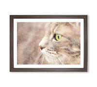 Portrait of A Cat Vol.13 Painting Framed Print | A2 Walnut Framed Wall Art | Ready to Hang | Modern Animal Picture | Living Room Bedroom Lounge Office