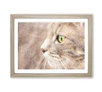 Portrait Of A Cat Vol.13 Painting Modern Art Framed Print | A2 Oak Framed Wall Art | Ready to Hang | Modern Animal Picture | Living Room Bedroom Lounge Office