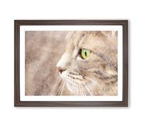 Portrait Of A Cat Vol.13 Painting Modern Art Framed Print | A4 Walnut Framed Wall Art | Ready to Hang | Modern Animal Picture | Living Room Bedroom Lounge Office