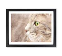 Portrait Of A Cat Vol.13 Painting Modern Art Framed Wall Art Print, Ready to Hang Picture for Living Room Bedroom Home Office Décor, Black A4 (34 x 25 cm)