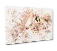 Portrait Of A Cat Vol.13 Watercolour Canvas Print | Gallery Wrapped 30mm Frame Wall Art | 24x16 inches | Ready to Hang | Modern Animals Picture | Living Room Bedroom Lounge Office