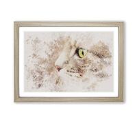 Portrait of A Cat Vol.13 Watercolour Framed Print | A2 Oak Framed Wall Art | Ready to Hang | Modern Animal Picture | Living Room Bedroom Lounge Office