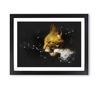 Portrait Of A Cat Vol.5 Paint Splash Modern Art Framed Wall Art Print, Ready to Hang Picture for Living Room Bedroom Home Office Décor, Black A2 (64 x 46 cm)