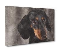Portrait of a Dachshund Dog Canvas Print for Living Room Bedroom Home Office Décor, Wall Art Picture Ready to Hang, 30 x 20 Inch (76 x 50 cm)