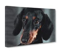 Portrait Of A Dachshund Dog In Abstract Modern Art Canvas Wall Art Print Ready to Hang, Framed Picture for Living Room Bedroom Home Office Décor, 30x20 Inch (76x50 cm)