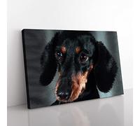 Portrait Of A Dachshund Dog In Abstract Modern Art Canvas Wall Art Print Ready to Hang, Framed Picture for Living Room Bedroom Home Office Décor, 60x40 cm (24x16 Inch)