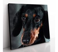 Portrait of a Dachshund Dog in Abstract Modern Canvas Wall Art Print Ready to Hang, Framed Picture for Living Room Bedroom Home Office Décor, 50x50 cm (20x20 Inch)