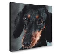 Portrait of a Dachshund Dog in Abstract Modern Canvas Wall Art Print Ready to Hang, Framed Picture for Living Room Bedroom Home Office Décor, 20x20 Inch (50x50 cm)