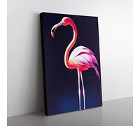 Portrait Of A Flamingo Canvas Wall Art Print Ready to Hang, Framed Picture for Living Room Bedroom Home Office Décor, 60x40 cm (24x16 Inch)