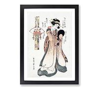 Portrait of a Geisha by Eizan Kikukawa Framed Print | A2 Black Framed Wall Art | Ready to Hang | Modern Nature Picture | Living Room Bedroom Lounge Office