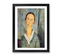 Portrait Of A Girl By Amedeo Modigliani Framed Wall Art Print A4 Black | Ready to Hang, Premium Gi Paper, Fade-Resistant Inks, Securely Packaged, UK Made