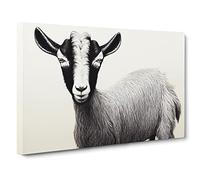 Portrait Of A Goat Canvas Print | Gallery Wrapped 30mm Frame Wall Art | 30x20 inches | Ready to Hang | Contemporary Animals Picture | Living Room Bedroom Lounge Office