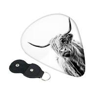 Portrait Of A Highland Cow Guitar Picks, 6 Pack Includes Thin(.46mm), Medium(.71mm) & Heavy Gauges(.96mm) Suitable For Guitar, Ukulele, Etc.