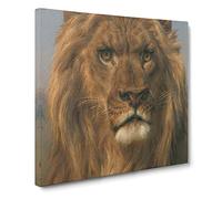 Portrait of a Lion Vol.2 by Rosa Bonheur Canvas Print | Gallery Wrapped 30mm Frame Wall Art | 14x14 inches | Ready to Hang | Classic Animals Picture | Living Room Bedroom Lounge Office