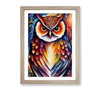 Portrait Of A Long Eared Owl Framed Wall Art Print A2 Oak