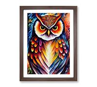 Portrait Of A Long Eared Owl Framed Wall Art Print A2 Walnut