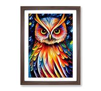 Portrait Of A Long Eared Owl Framed Wall Art Print A2 Walnut