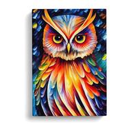 Portrait Of A Long Eared Owl No.5 Canvas Print | Gallery Wrapped 30mm Frame Wall Art | 30x20 inches | Ready to Hang | Modern Animals Picture | Living Room Bedroom Lounge Office