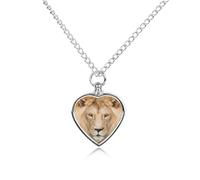 Portrait of A Majestic Lion Custom Urn Necklace for Ashes Heart Keepsake Pendant Jewelry Memorial Cremation
