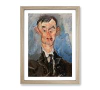 Portrait Of A Man By Chaim Soutine Classic Painting Framed Wall Art Print, Ready to Hang Picture for Living Room Bedroom Home Office Décor, Oak A4 (34 x 25 cm)