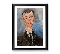 Portrait Of A Man By Chaim Soutine Classic Painting Framed Wall Art Print, Ready to Hang Picture for Living Room Bedroom Home Office Décor, Black A2 (64 x 46 cm)