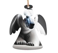 Portrait of a polar bear Wooden Ornament Pendant Angel Shape 6 PCS for Tree, Wall and Door Decor - Vintage Style