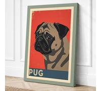 Portrait of a Pug Vintage Canvas Wall Art Print 24x16 Inch (61 x 41 cm)