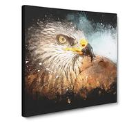 Portrait of a Red Kite Bird Paint Splash Canvas Print | Gallery Wrapped 30mm Frame Wall Art | 14x14 inches | Ready to Hang | Modern Animals Picture | Living Room Bedroom Lounge Office