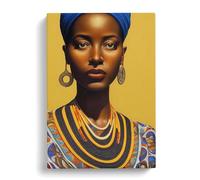 Portrait Of A Royal Woman No.2 Gold, Brown, Peach Canvas Print | Gallery Wrapped 30mm Frame Wall Art | 30x20 inches | Ready to Hang | Contemporary People Picture | Living Room Bedroom Lounge Office