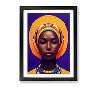 Portrait Of A Royal Woman No.5 Framed Print | A2 Black Framed Wall Art | Ready to Hang | Modern Nature Picture | Living Room Bedroom Lounge Office