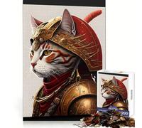 Portrait of A Samurai Cat Jigsaw Puzzle 1000 Piece for Teenagers Logic Train Toy Light Relax Smooth Cut Wall Art Decor (38x26cm)