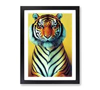 Portrait Of A Tiger No.2 Framed Print | A4 Black Framed Wall Art | Ready to Hang | Modern Animal Picture | Living Room Bedroom Lounge Office