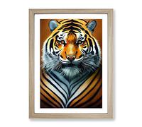 Portrait Of A Tiger No.3 Framed Print for Living Room Bedroom Home Office Décor, Wall Art Picture Ready to Hang, Oak A4 Frame (34 x 25 cm)