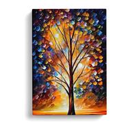 Portrait Of A Tree No.3 Brown, Peach, Orange Canvas Print | Gallery Wrapped 30mm Frame Wall Art | 30x20 inches | Ready to Hang | Contemporary Landscape Picture | Living Room Bedroom Lounge Office