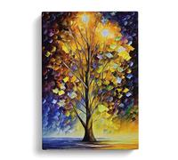Portrait Of A Tree No.5 Blue, Peach, Peach Canvas Print | Gallery Wrapped 30mm Frame Wall Art | 30x20 inches | Ready to Hang | Contemporary Landscape Picture | Living Room Bedroom Lounge Office