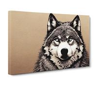 Portrait Of A Wolf Vol.1 Canvas Print | Gallery Wrapped 30mm Frame Wall Art | 30x20 inches | Ready to Hang | Contemporary Animals Picture | Living Room Bedroom Lounge Office