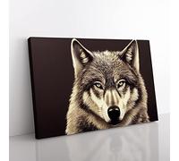 Portrait Of A Wolf Vol.2 Canvas Wall Art Print Ready to Hang, Framed Picture for Living Room Bedroom Home Office Décor, 76x50 cm (30x20 Inch)