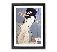 Portrait Of A Woman By Chokosai Eishoo Asian Japanese Framed Print | A4 Black Framed Wall Art | Ready to Hang | Asian Nature Picture | Living Room Bedroom Lounge Office