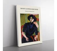Portrait Of A Woman By Ernst Ludwig Kirchner Exhibition Museum Painting Canvas Wall Art Print Ready to Hang, Framed Picture for Living Room Bedroom Home Office Décor, 50x35 cm (20x14 Inch)