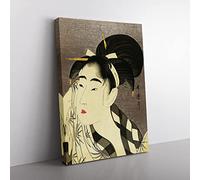 Portrait Of A Woman By Kitagawa Utamaro Asian Japanese Canvas Wall Art Print Ready to Hang, Framed Picture for Living Room Bedroom Home Office Décor, 76x50 cm (30x20 Inch)