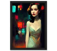 Portrait Of A Woman Hollywood Glamour Artwork Framed Wall Art Print A4 Artery8 Black One Size