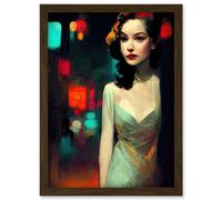 Portrait Of A Woman Hollywood Glamour Artwork Framed Wall Art Print A4 Artery8 Brown One Size