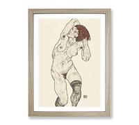 Portrait Of A Woman Vol.7 By Egon Schiele Classic Painting Framed Print | A4 Oak Framed Wall Art | Ready to Hang | Classic Historical Picture | Living Room Bedroom Lounge Office